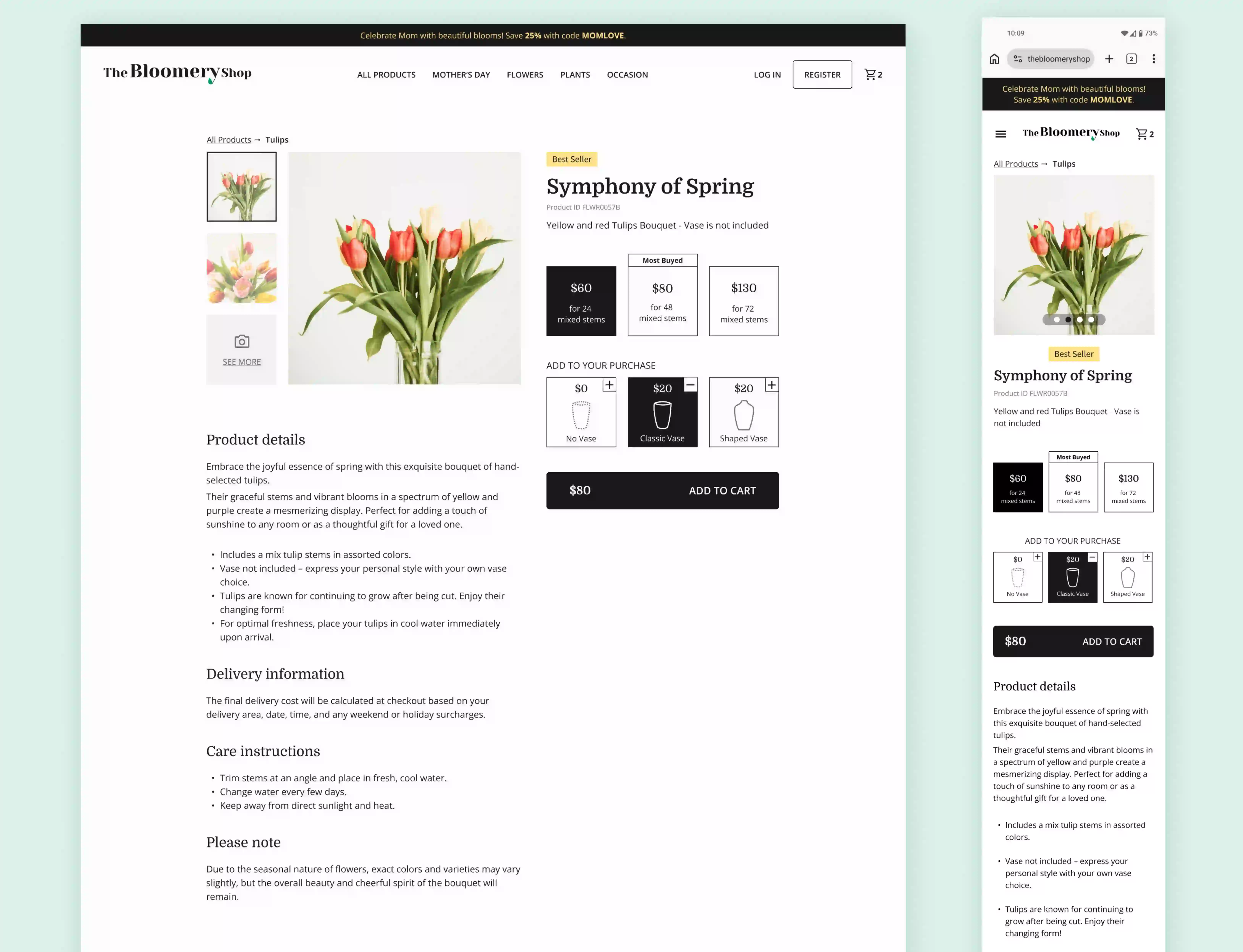 Screenshots of the final design for the status tracker product.